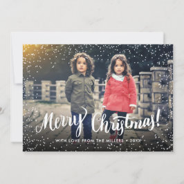Tarjeta Festiva Feliz guión navideño Snowflakes Personalizado