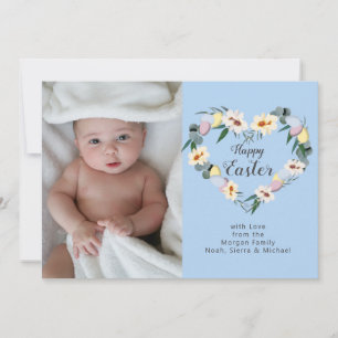 Tarjeta Festiva Feliz guirnalda de huevos de Pascua Foto familia