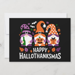 Tarjeta Festiva Feliz Hallothanksmas Amante de Gnomos Feliz Navida