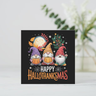 Tarjeta Festiva Feliz Hallothanksmas Amante de Gnomos Halloween Na