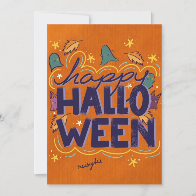 Tarjeta Festiva Feliz Halloween (Anverso)