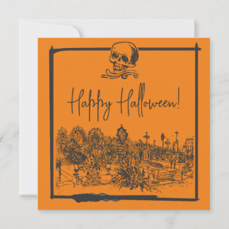 Tarjeta Festiva Feliz Halloween Black & Naranja Card