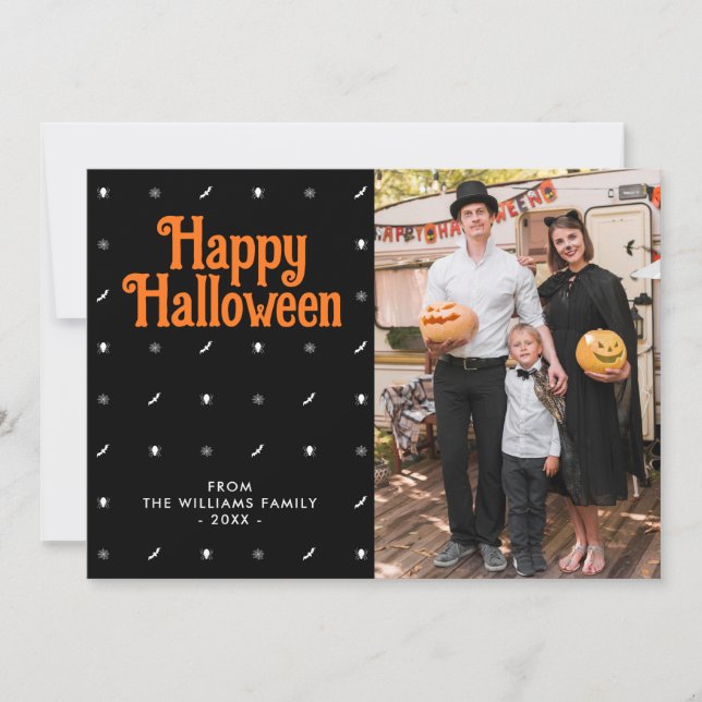 Tarjeta Festiva Feliz Halloween Black Photo Holiday Card (Anverso)