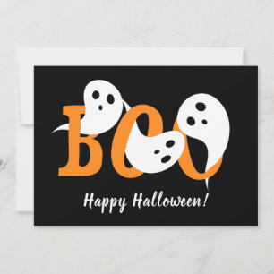 Tarjeta Festiva Feliz Halloween Boo Fantasma Negro
