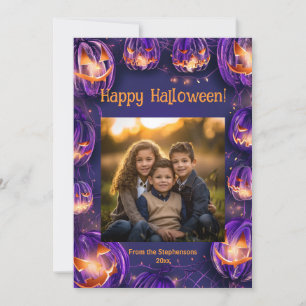 Tarjeta Festiva Feliz Halloween Brillante Noche Carabina Fotográfi