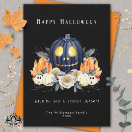 Tarjeta Festiva Feliz Halloween Calabazas Espeluznantes Samhain Cr