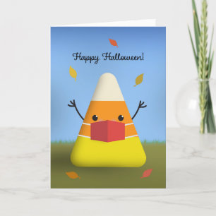 Tarjeta Festiva Feliz Halloween Caramelo de Maíz en Máscara de Pan