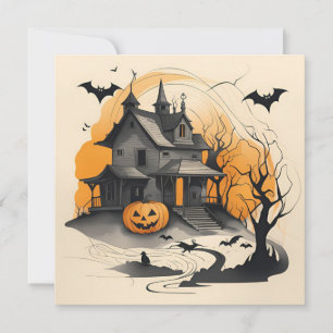 Tarjeta Festiva Feliz Halloween casa embrujada