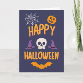 Tarjeta Festiva Feliz Halloween diseño espeluznante de murciélago 