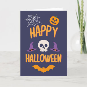 Tarjeta Festiva Feliz Halloween diseño espeluznante de murciélago