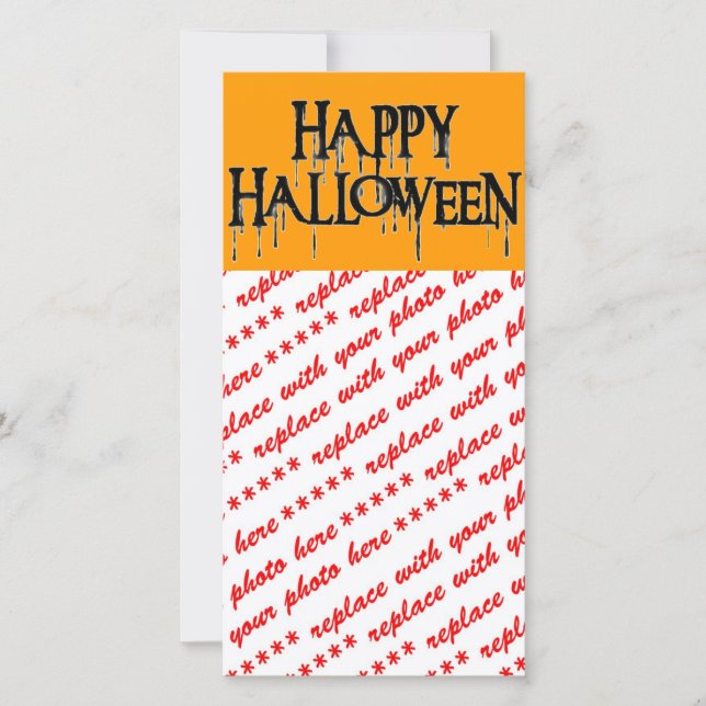 Tarjeta Festiva Feliz Halloween Drippy Text Image (Anverso)