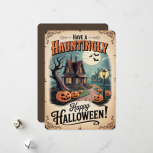 Tarjeta Festiva "Feliz Halloween Embrujado" Vecindario