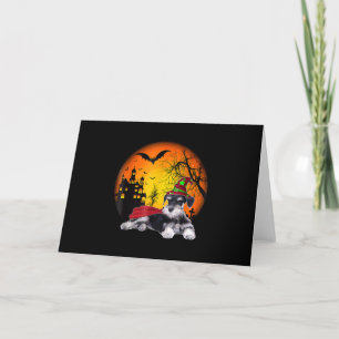 Tarjeta Festiva feliz halloween en miniatura perros schnauzer hall