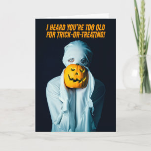 Tarjeta Festiva Feliz Halloween Envejeciendo Fantasma Calabaza Hum