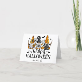 Tarjeta Festiva Feliz Halloween Gnomos