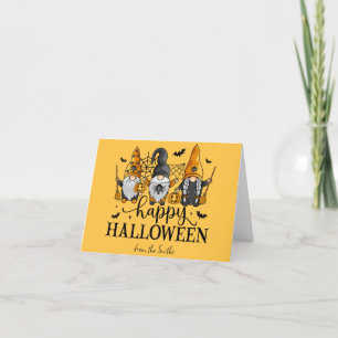Tarjeta Festiva Feliz Halloween Gnomos
