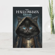 Feliz Halloween Kitten lindo negro gato bruja Cabo