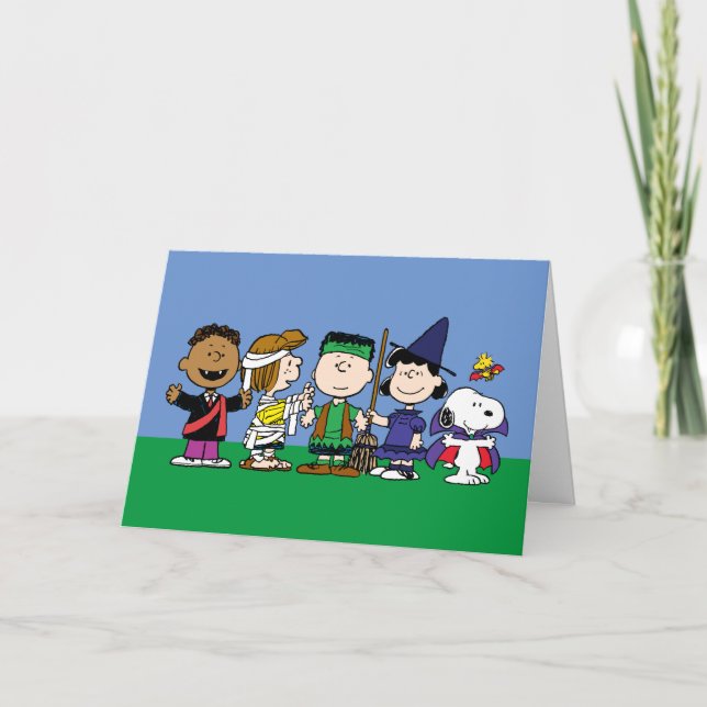 Tarjeta Festiva Feliz Halloween | La tripulación de Boo (Anverso)