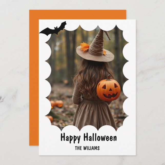 Tarjeta Festiva Feliz Halloween Moderno Una Foto (Anverso / Reverso)