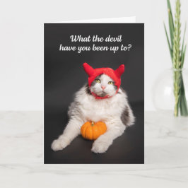 Tarjeta Festiva Feliz Halloween para cualquier gato con disfraz de