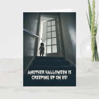 Tarjeta Festiva Feliz Halloween para cualquiera Escalera de muñeca