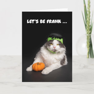 Tarjeta Festiva Feliz Halloween para cualquiera gato Frankenstein