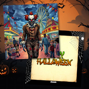 Tarjeta Festiva Feliz Halloween   Payaso espumoso