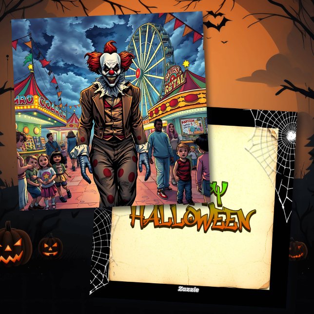 Tarjeta Festiva Feliz Halloween | Payaso espumoso (Subido por el creador)