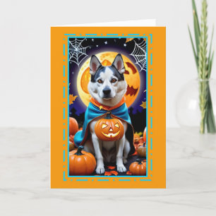 Tarjeta Festiva Feliz Halloween Perro Disfrazado