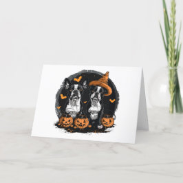 Tarjeta Festiva Feliz Halloween Perros Boston Terrier