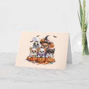 Tarjeta Festiva Feliz Halloween Perros Chihuahua