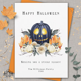 Tarjeta Festiva Feliz Halloween Samhain espeluznante Calabazas Cri
