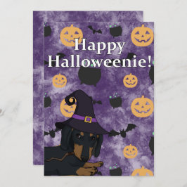 Tarjeta Festiva Feliz Halloweenie Dachshund (Hazel)