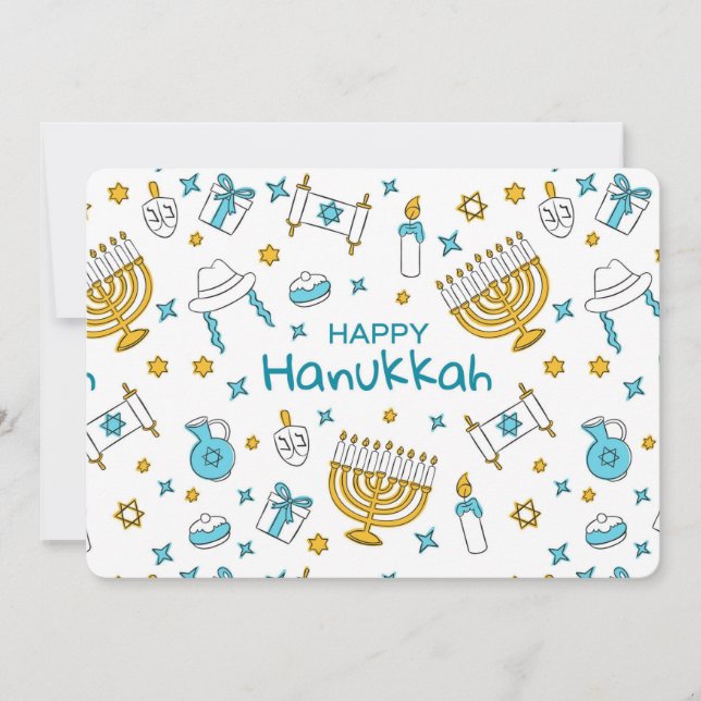 Tarjeta Festiva Feliz Hanukkah (Anverso)