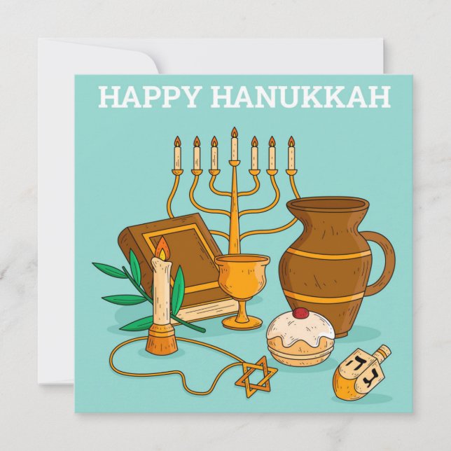 Tarjeta Festiva Feliz Hanukkah (Anverso)