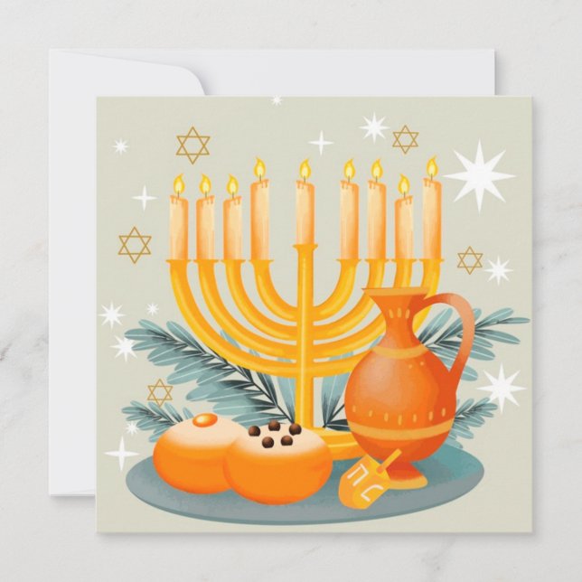 Tarjeta Festiva Feliz Hanukkah (Anverso)