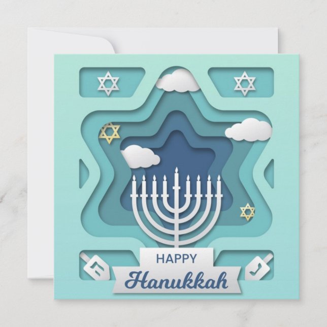 Tarjeta Festiva Feliz Hanukkah (Anverso)