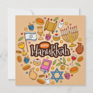 Tarjeta Festiva Feliz Hanukkah