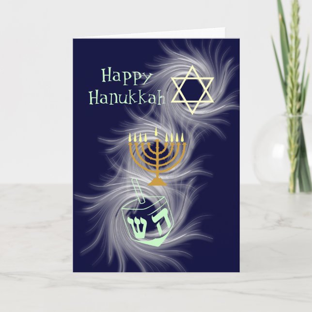 Tarjeta Festiva Feliz Hanukkah (Anverso)