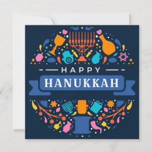 Tarjeta Festiva Feliz Hanukkah