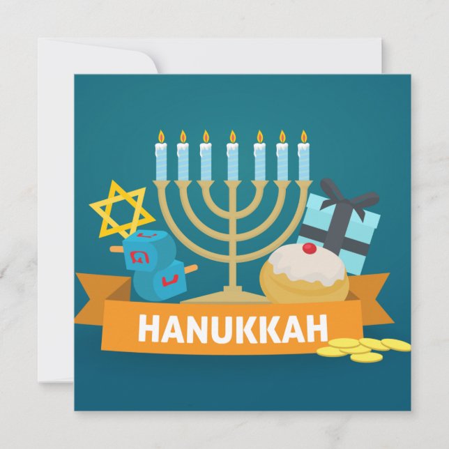 Tarjeta Festiva Feliz Hanukkah (Anverso)
