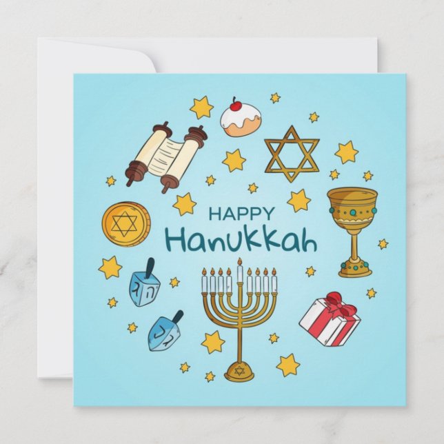 Tarjeta Festiva Feliz Hanukkah (Anverso)