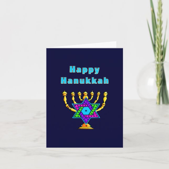 Tarjeta Festiva Feliz Hanukkah (Anverso)