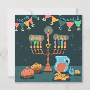 Tarjeta Festiva Feliz Hanukkah
