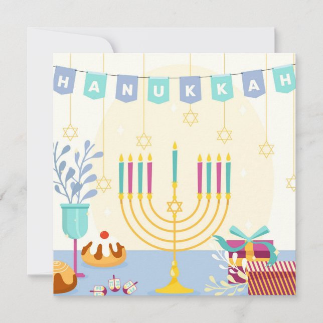 Tarjeta Festiva Feliz Hanukkah (Anverso)