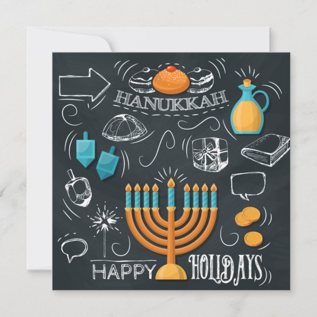 Tarjeta Festiva Feliz Hanukkah (Anverso)