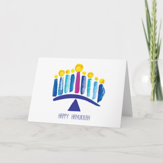 Tarjeta Festiva Feliz Hanukkah (Anverso)