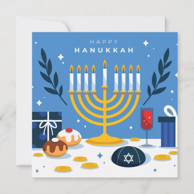 Tarjeta Festiva Feliz Hanukkah (Anverso)