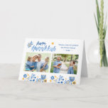 Tarjeta Festiva Feliz Hanukkah 2 Foto<br><div class="desc">Envíe sus deseos con esta tarjeta fotográfica de vacaciones que incluye una acuarela Happy Hanukkah Script y los símbolos judíos de vacaciones para resaltar su mensaje de bienvenida.</div>