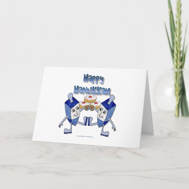 Tarjeta Festiva Feliz Hanukkah bailando sueños Jelly Doughnut (Anverso)